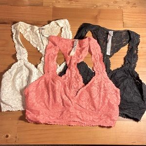 Lot of 3 Free People lace bralettes